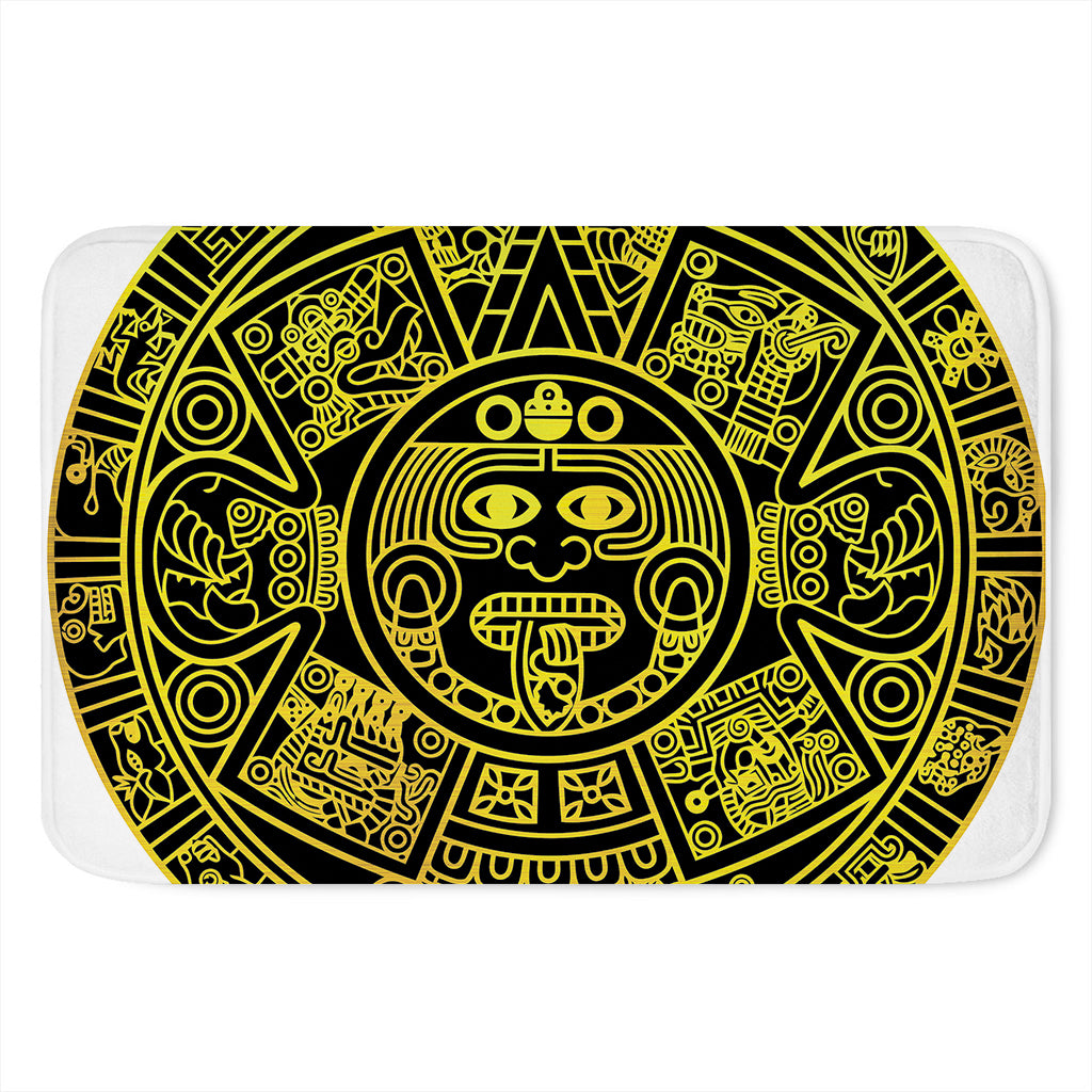 Black And Yellow Maya Calendar Print Indoor Door Mat