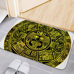 Black And Yellow Maya Calendar Print Indoor Door Mat