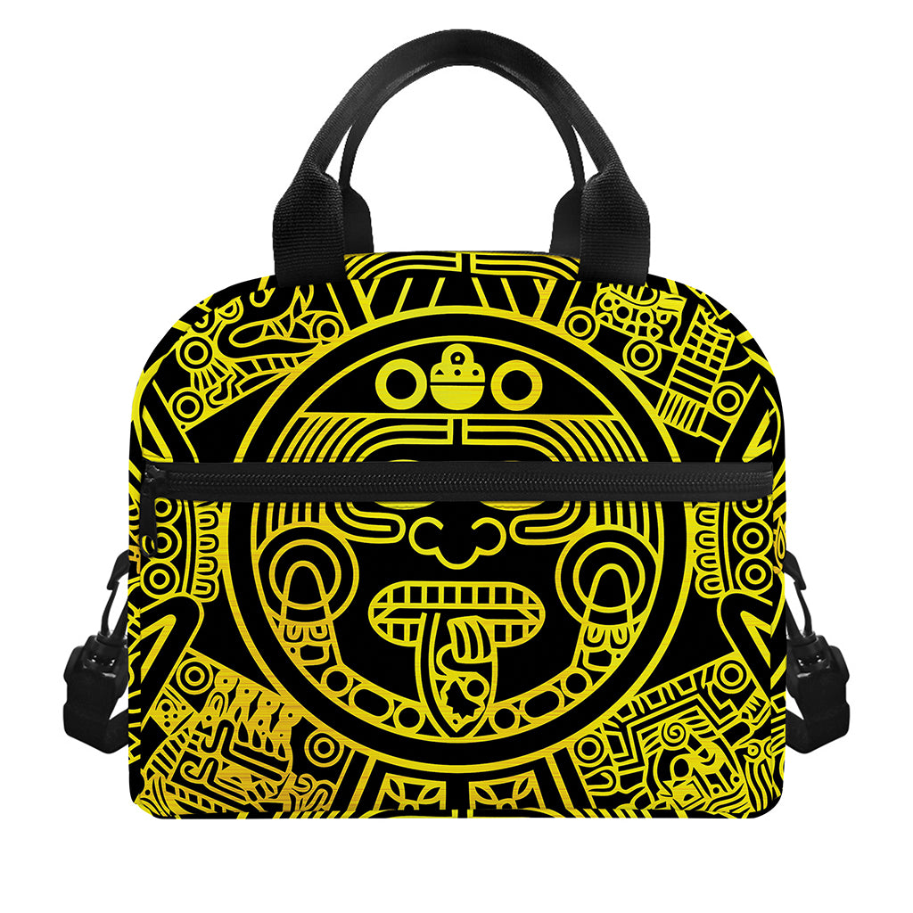 Black And Yellow Maya Calendar Print Insulated Lunch Bag