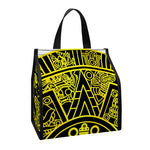 Black And Yellow Maya Calendar Print Insulated Lunch Tote