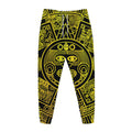 Black And Yellow Maya Calendar Print Jogger Pants