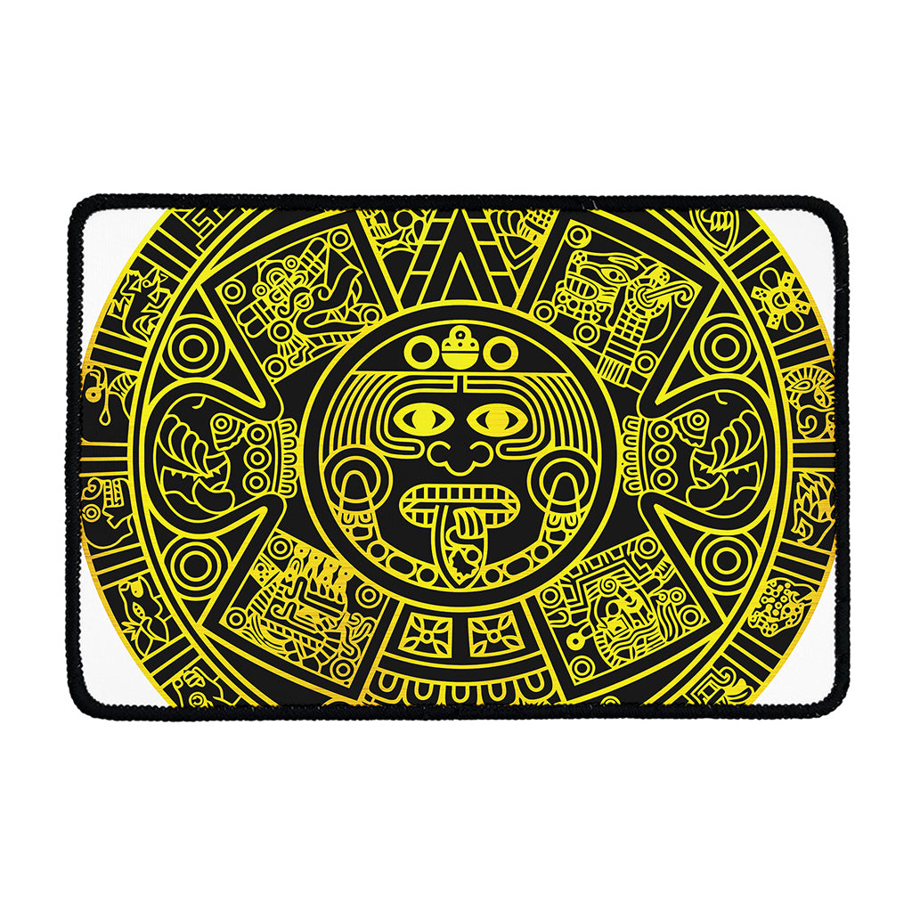 Black And Yellow Maya Calendar Print Kitchen Mat