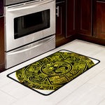 Black And Yellow Maya Calendar Print Kitchen Mat