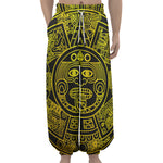 Black And Yellow Maya Calendar Print Lantern Pants