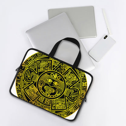 Black And Yellow Maya Calendar Print Laptop Sleeve With Handle