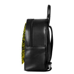 Black And Yellow Maya Calendar Print Leather Backpack
