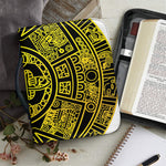 Black And Yellow Maya Calendar Print Leather Bible Cover