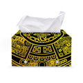 Black And Yellow Maya Calendar Print Leather Tissue Box Cover