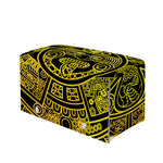 Black And Yellow Maya Calendar Print Leather Tissue Box Cover