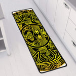 Black And Yellow Maya Calendar Print Long Kitchen Mat