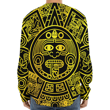 Black And Yellow Maya Calendar Print Long Sleeve Baseball Jersey