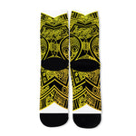 Black And Yellow Maya Calendar Print Long Socks