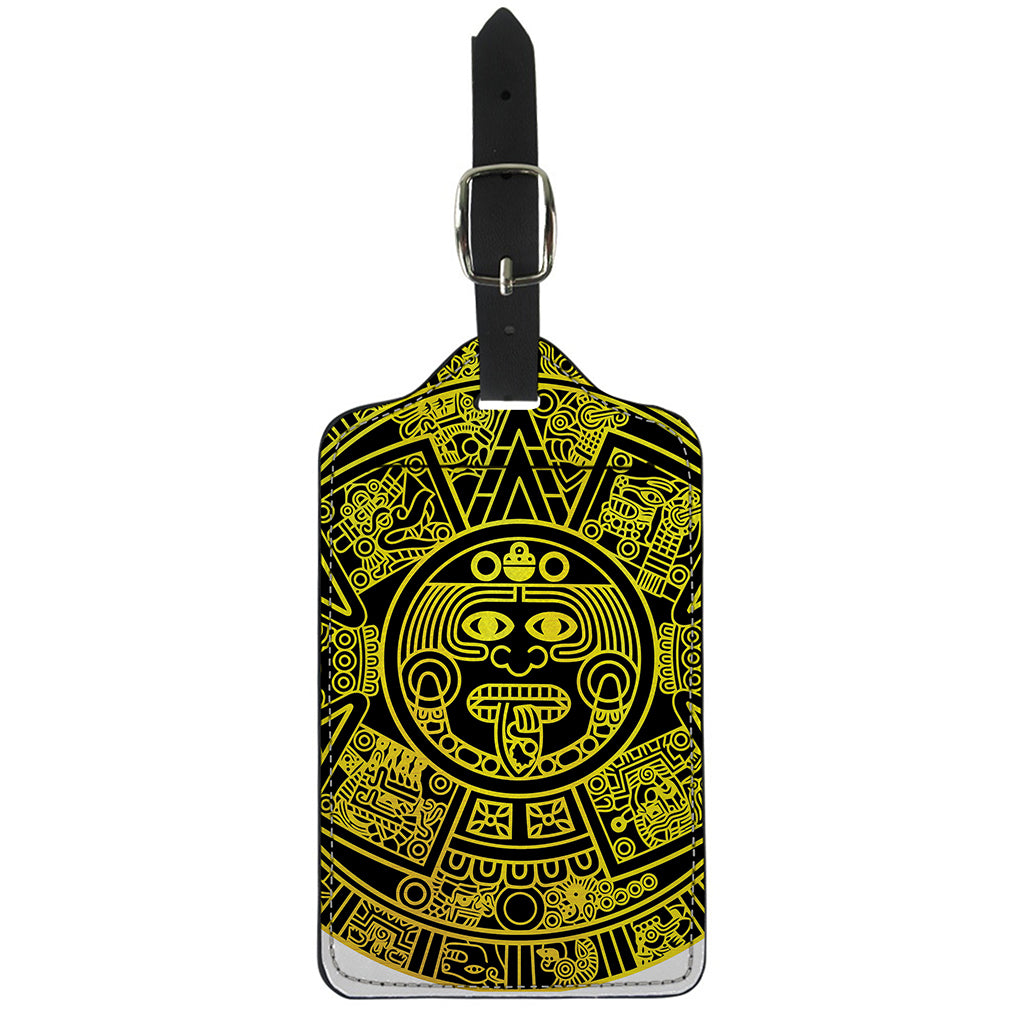 Black And Yellow Maya Calendar Print Luggage Tag