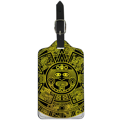Black And Yellow Maya Calendar Print Luggage Tag