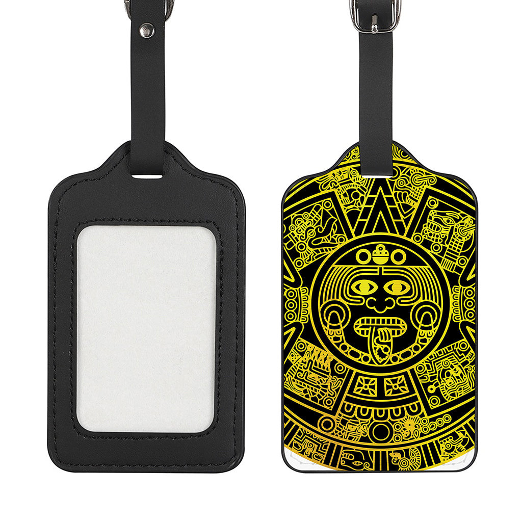 Black And Yellow Maya Calendar Print Luggage Tag