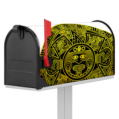 Black And Yellow Maya Calendar Print Mailbox Cover