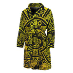 Black And Yellow Maya Calendar Print Men's Bathrobe