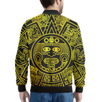 Black And Yellow Maya Calendar Print Men's Bomber Jacket