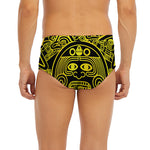 Black And Yellow Maya Calendar Print Men's Briefs