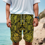 Black And Yellow Maya Calendar Print Men's Cargo Shorts