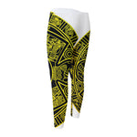 Black And Yellow Maya Calendar Print Men's Compression Pants