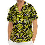 Black And Yellow Maya Calendar Print Men's Deep V-Neck Shirt