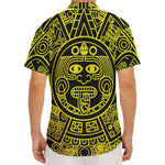 Black And Yellow Maya Calendar Print Men's Deep V-Neck Shirt