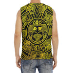 Black And Yellow Maya Calendar Print Men's Fitness Tank Top