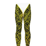 Black And Yellow Maya Calendar Print Men's leggings