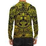 Black And Yellow Maya Calendar Print Men's Long Sleeve Rash Guard