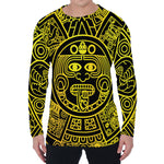 Black And Yellow Maya Calendar Print Men's Long Sleeve T-Shirt