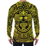Black And Yellow Maya Calendar Print Men's Long Sleeve T-Shirt