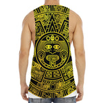 Black And Yellow Maya Calendar Print Men's Muscle Tank Top