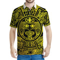 Black And Yellow Maya Calendar Print Men's Polo Shirt