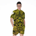 Black And Yellow Maya Calendar Print Men's Romper
