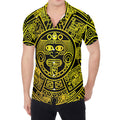 Black And Yellow Maya Calendar Print Men's Shirt