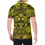 Black And Yellow Maya Calendar Print Men's Shirt