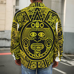Black And Yellow Maya Calendar Print Men's Shirt Jacket