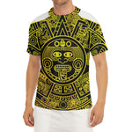 Black And Yellow Maya Calendar Print Men's Short Sleeve Rash Guard