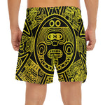 Black And Yellow Maya Calendar Print Men's Split Running Shorts