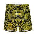 Black And Yellow Maya Calendar Print Men's Athletic Shorts
