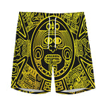 Black And Yellow Maya Calendar Print Men's Sports Shorts