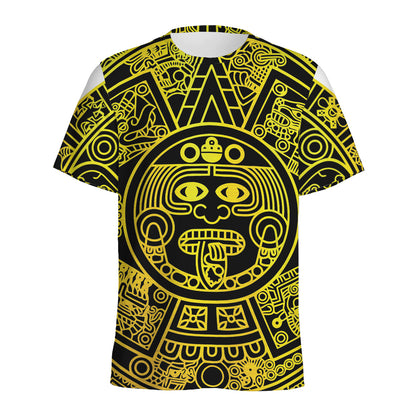 Black And Yellow Maya Calendar Print Men's Sports T-Shirt