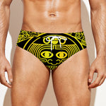 Black And Yellow Maya Calendar Print Men's Swim Briefs