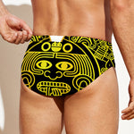 Black And Yellow Maya Calendar Print Men's Swim Briefs