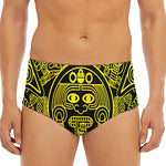Black And Yellow Maya Calendar Print Men's Triangle Swim Briefs