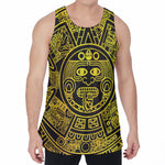 Black And Yellow Maya Calendar Print Men's Velvet Tank Top