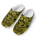 Black And Yellow Maya Calendar Print Mesh Casual Shoes