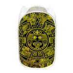 Black And Yellow Maya Calendar Print Mesh Laundry Hamper