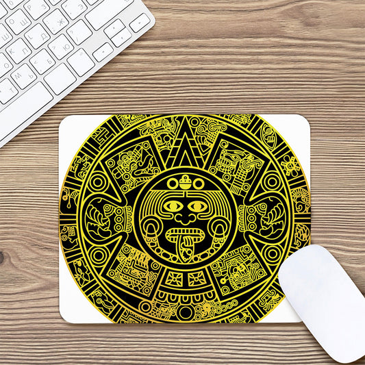 Black And Yellow Maya Calendar Print Mouse Pad